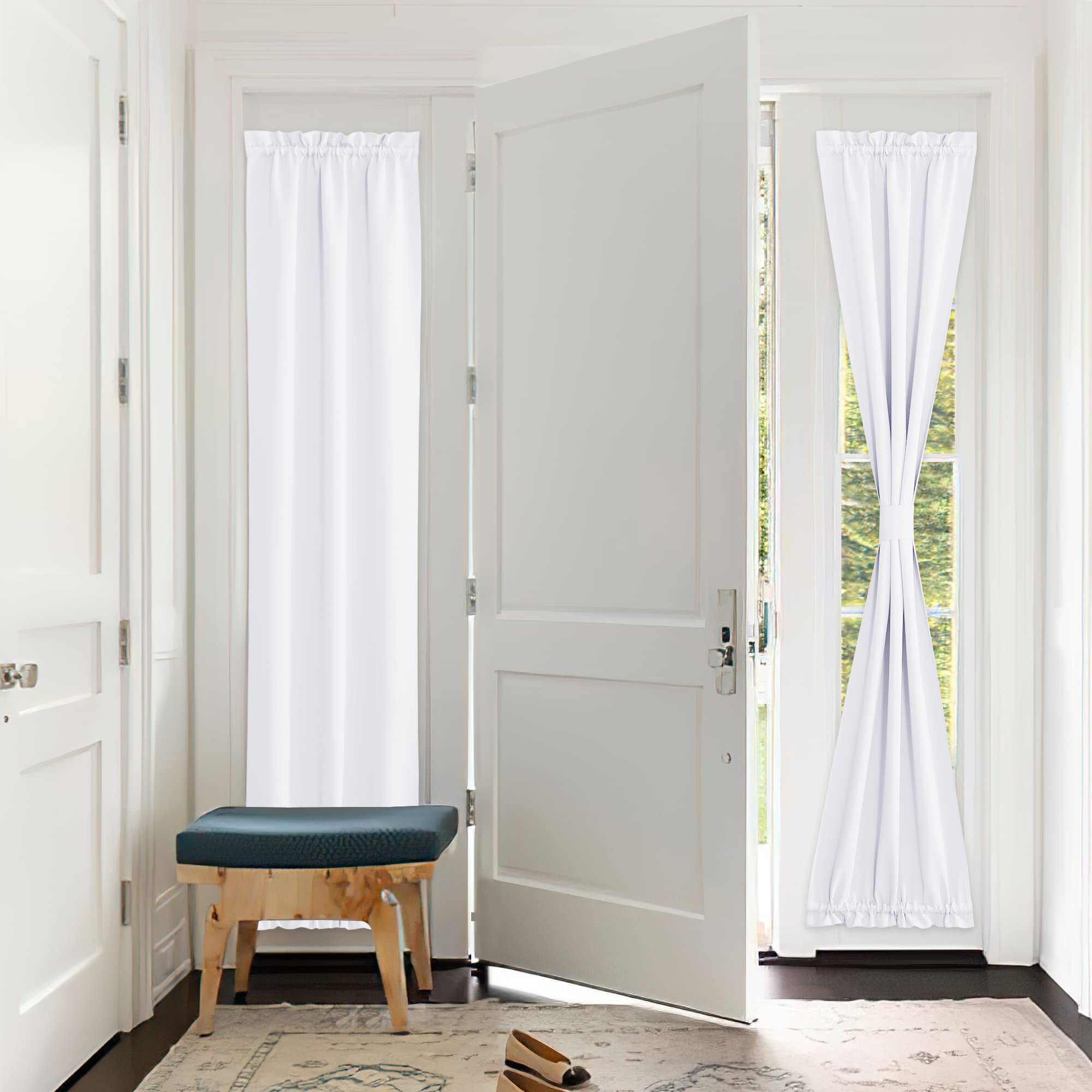 PONY DANCE Room Darkening Sidelight Door Panel - Thermal Insulated French Sliding Glass Door Curtain for Privacy and Stylish Loo