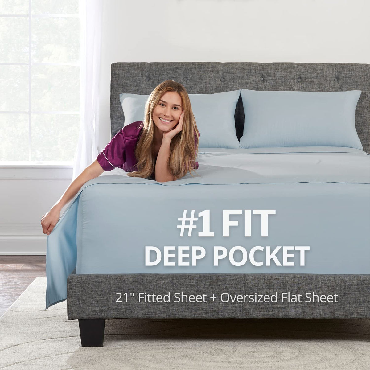 Extra Deep Pocket Queen Bed-Sheets - 4-Piece Includes: 18   -21    Inch Super Extra Deep Pocket Fitted Sheet - Oversize Flat She