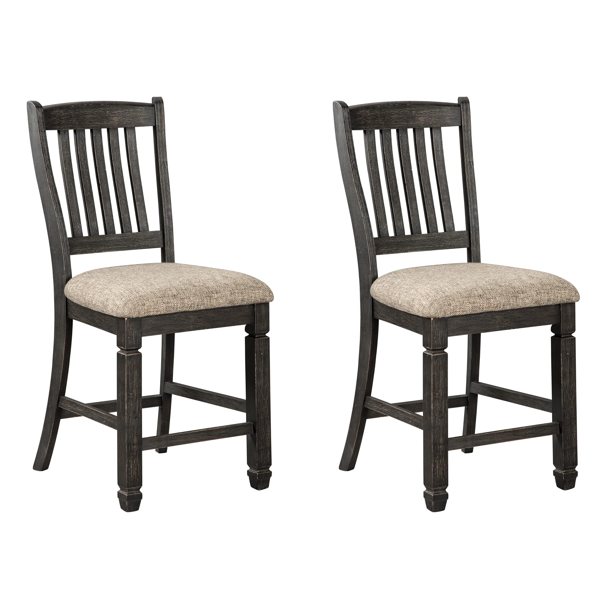 Signature Design By Ashley Tyler Creek Farmhouse 24.38' Counter Height Upholstered Barstool, Set Of 2, Almost Black