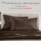 California Design Den Cotton King Pillowcase Set - 400 Thread Count, 100% Cotton Sateen Pillowcases, Set Of 2 Pillow Covers, Breathable, Cooling, Soft For Quality Sleep - Brown