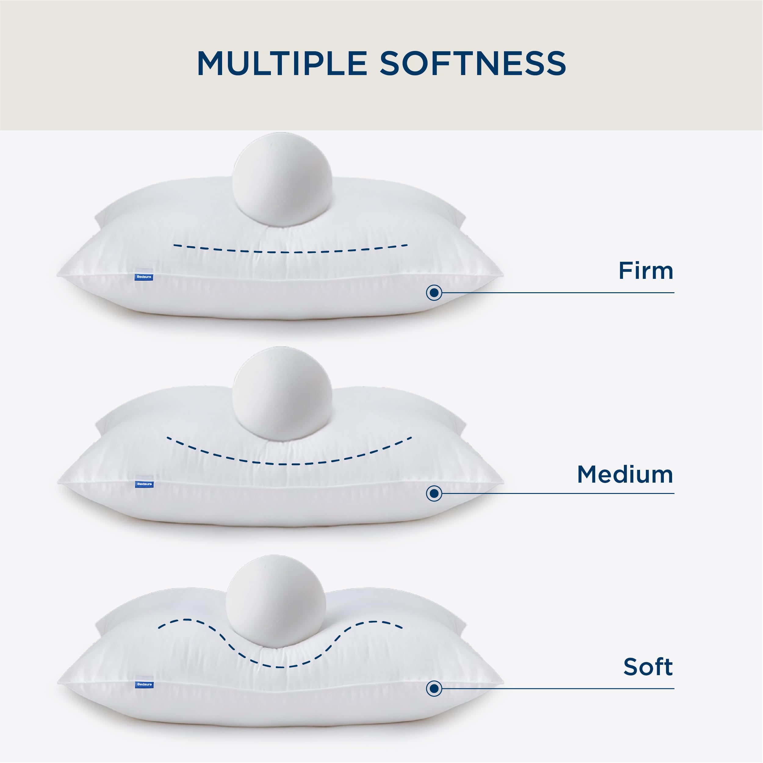 Bedsure Soft Pillows Queen Size Set Of 4 - Hotel Quality Queen Size Bed Pillows 4 Pack For Sleeping, Soft And Supportive Filling For Side, Back Sleepers (19'X28')