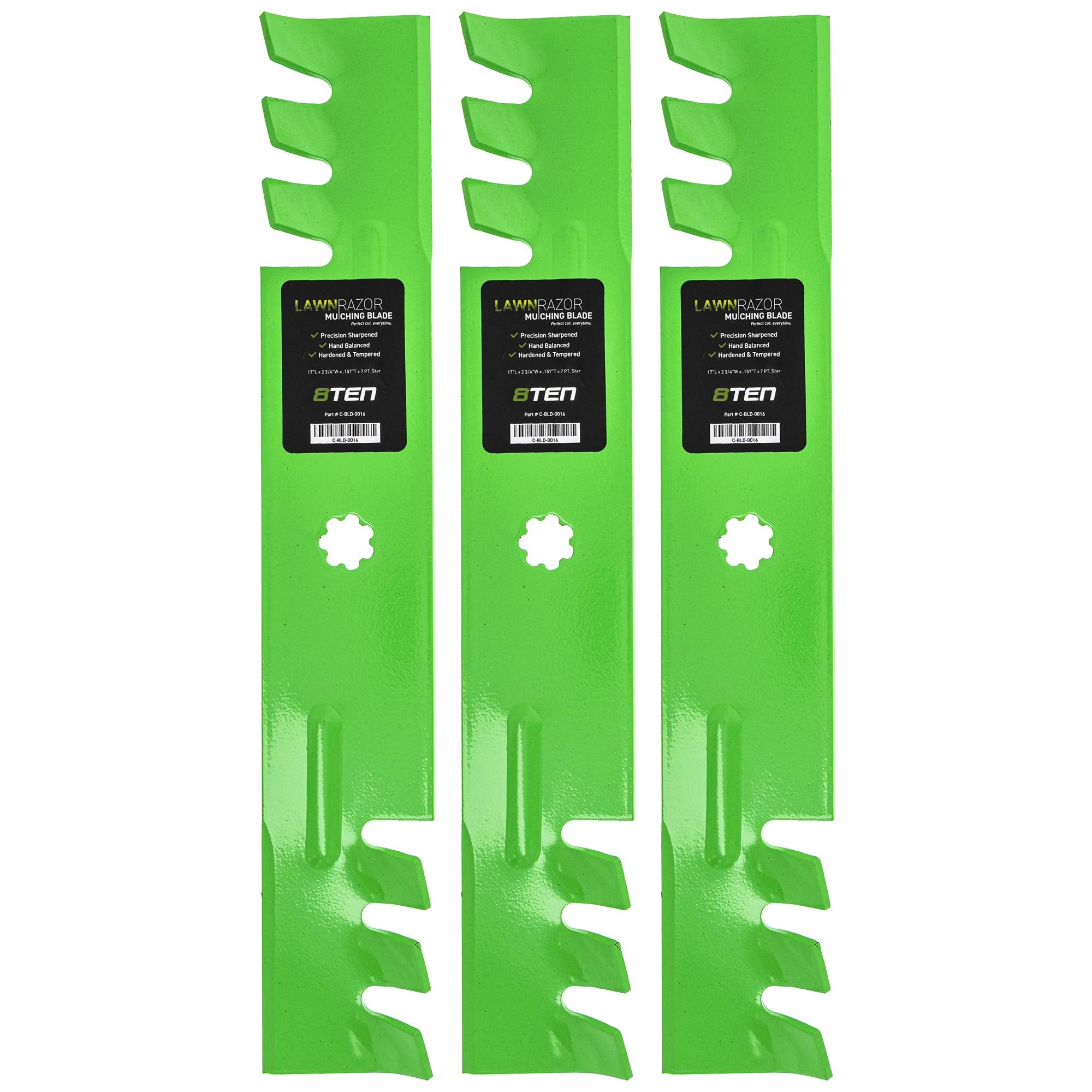 8Ten Lawnrazor Mower Blade Set For John Deere 145 155C 48 Inch Deck Gy20852 Am141035 Gx21784 Gy20852 (Toothed Mulching)