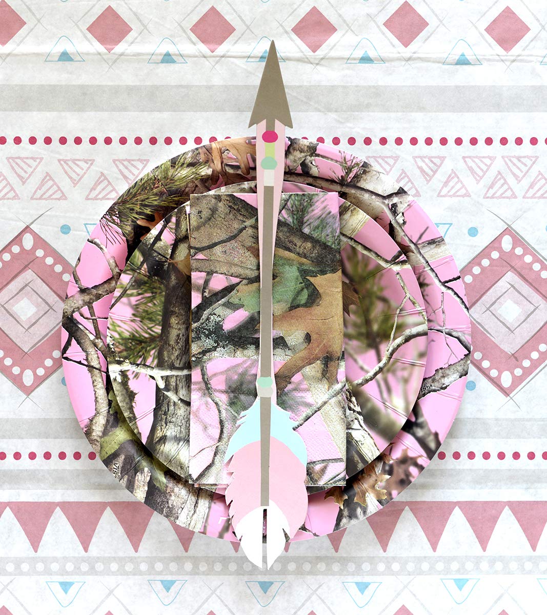 Havercamp Pink Camo Paper Party Plates | 8 Count | 7'' Round, Next Vista Pattern | Great For Bridal Themed Events, Bachelorette