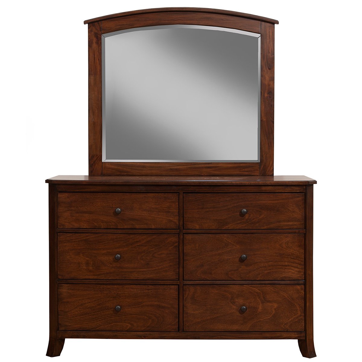 Alpine Furniture Baker Mirror in Mahogany Finish