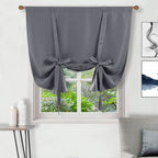 DWCN Blackout Curtains-Tie Up Shade for Window Thermal Insulated Room Darkening Rod Pocket Curtains for Kitchen, Grey, W42 X L43