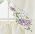 GOHD - Lily Fragrance. 3pcs Multi-Color Embroidery Curtain/Cafe Curtain/Swag & Tiers Set with cutworks. (Purple)