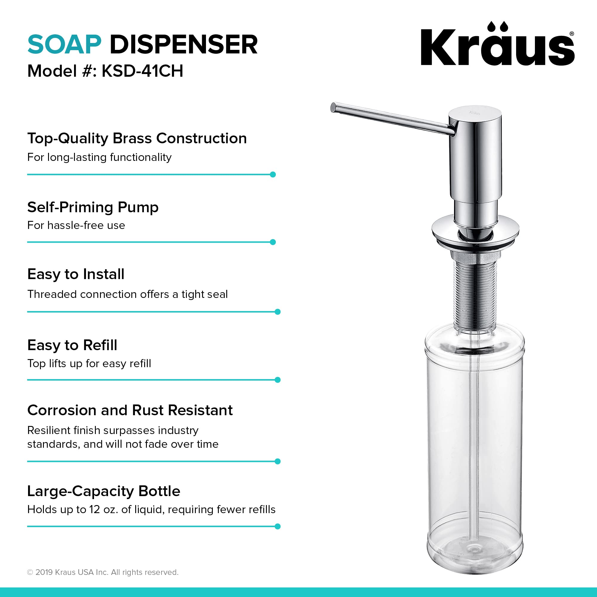 Kraus Kitchen Soap And Lotion Dispenser In Chrome, Ksd-41Ch