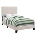 Monarch Specialties I BED - TWIN SIZE/BEIGE LINEN,