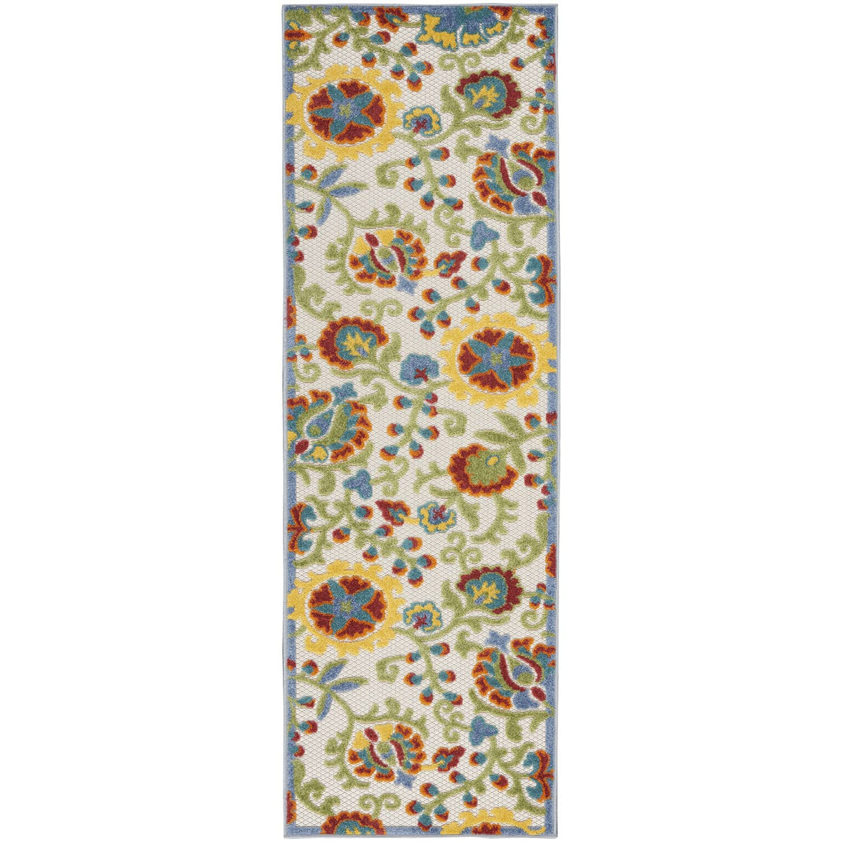 Nourison Aloha Indoor/Outdoor Ivory/Multi 2' X 6' Area Rug, Easy Cleaning, Non Shedding, Bed Room, Living Room, Dining Room, Bac