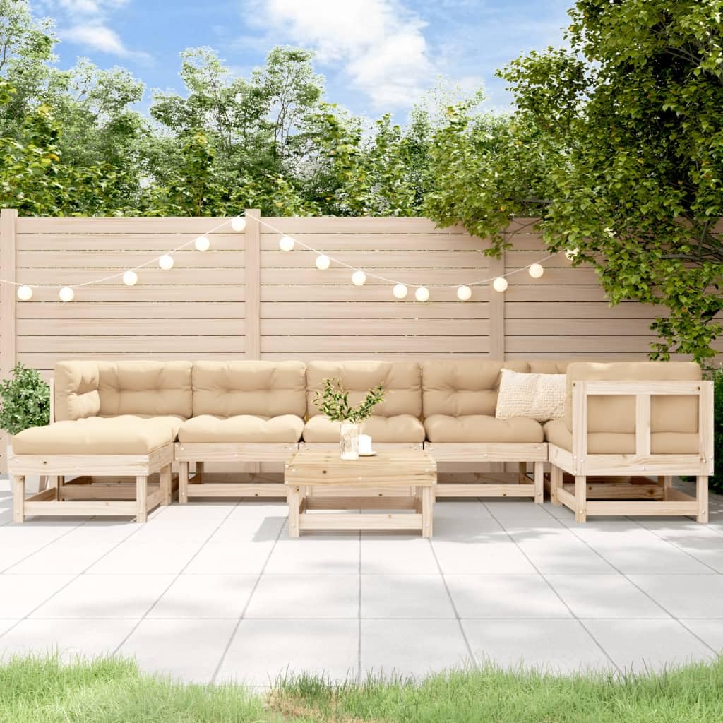 vidaXL Patio Furniture Set with Cushions Outdoor Lounge Set 8 Piece Solid Wood