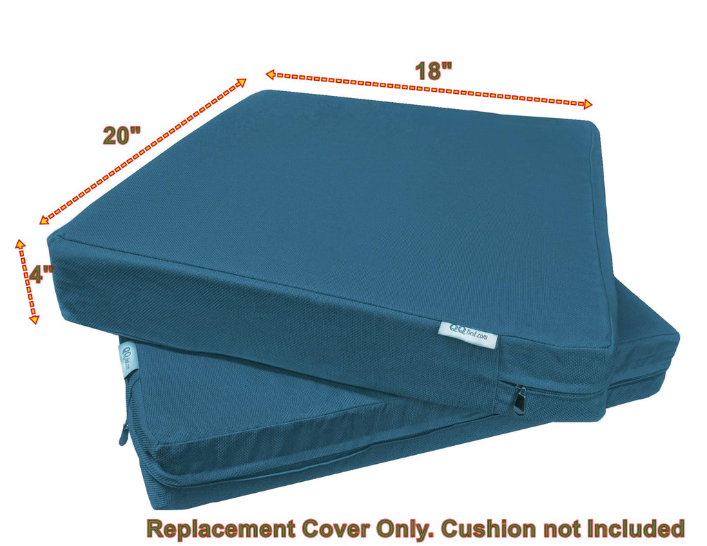 Qqbed 2 Pack Outdoor Patio Chair Pillow Seat Water-Resistant Cushion Covers In Pacific Blue Color 20'X18'X4' - Replacement Co