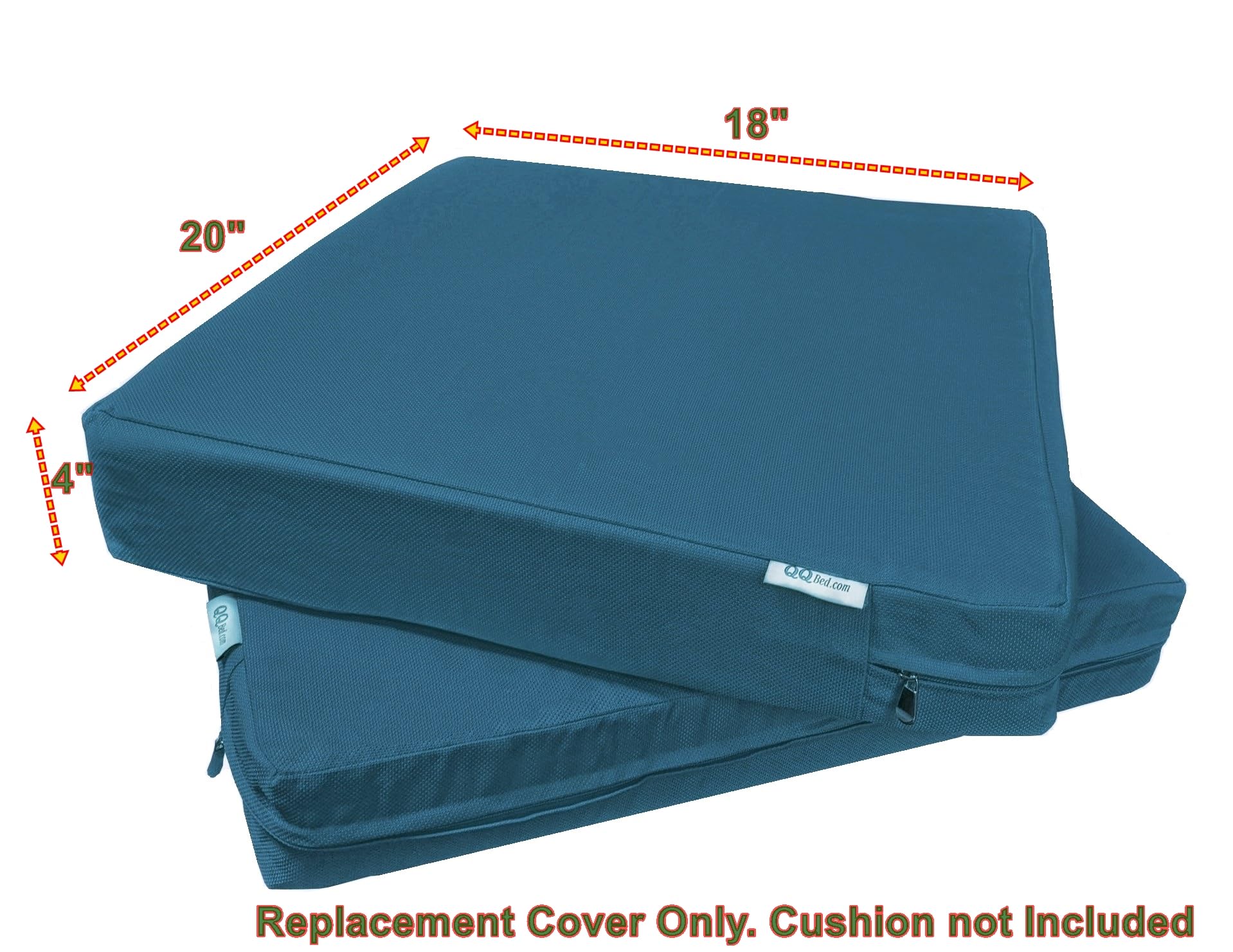 Qqbed 2 Pack Outdoor Patio Chair Pillow Seat Water-Resistant Cushion Covers In Pacific Blue Color 20'X18'X4' - Replacement Co