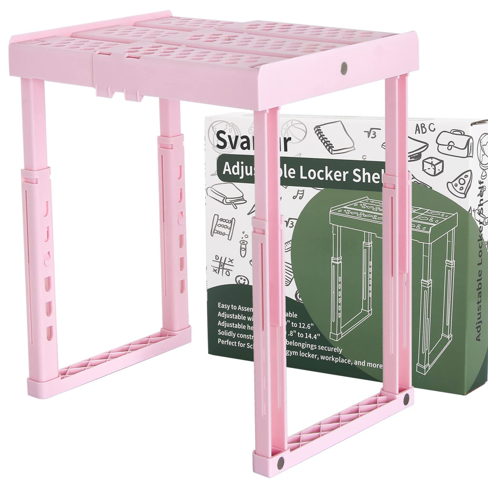 Adjustable Locker Shelf Pink Height And Width Adjustable Locker Organizer Shelf For School Locker, Stackable Locker Stand Tools