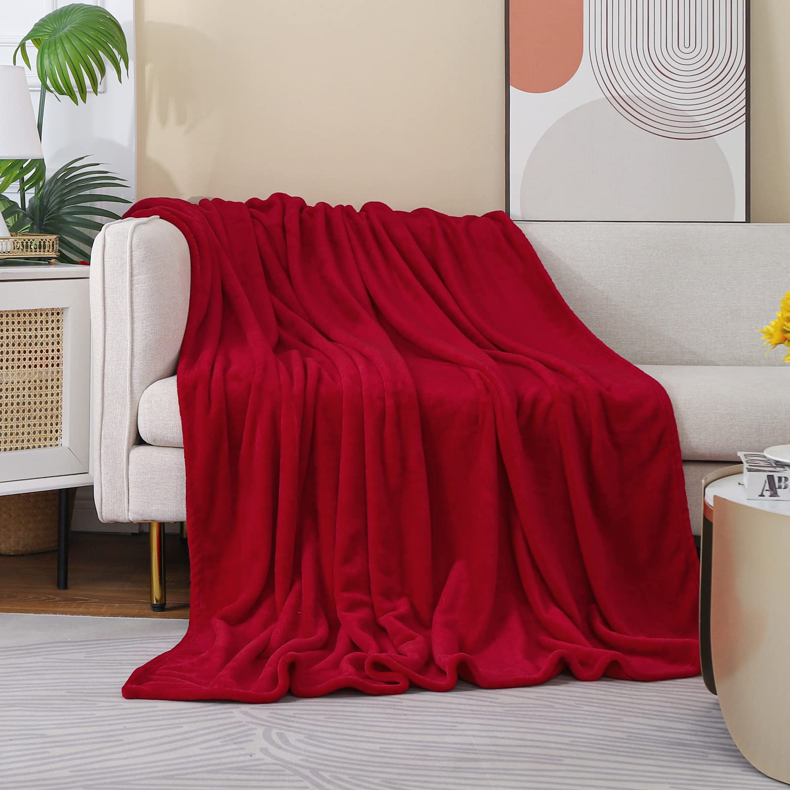 Jiahannha Red Throw Blanket Fleece Blanket 60'X80',Super Soft Cozy Plush Throw Blanket For Couch Sofa Bed,Warm And Lightweight