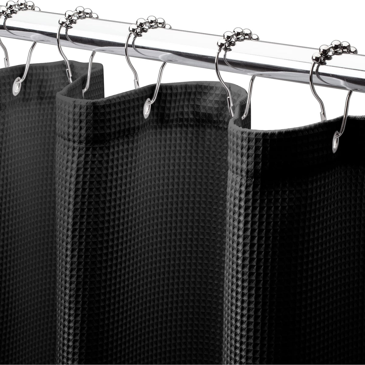 Amazerbath Waffle Shower Curtain, Stall Shower Curtain, Black Shower Curtain Fabric, Hotel Quality Bathroom Shower Curtains, Hea