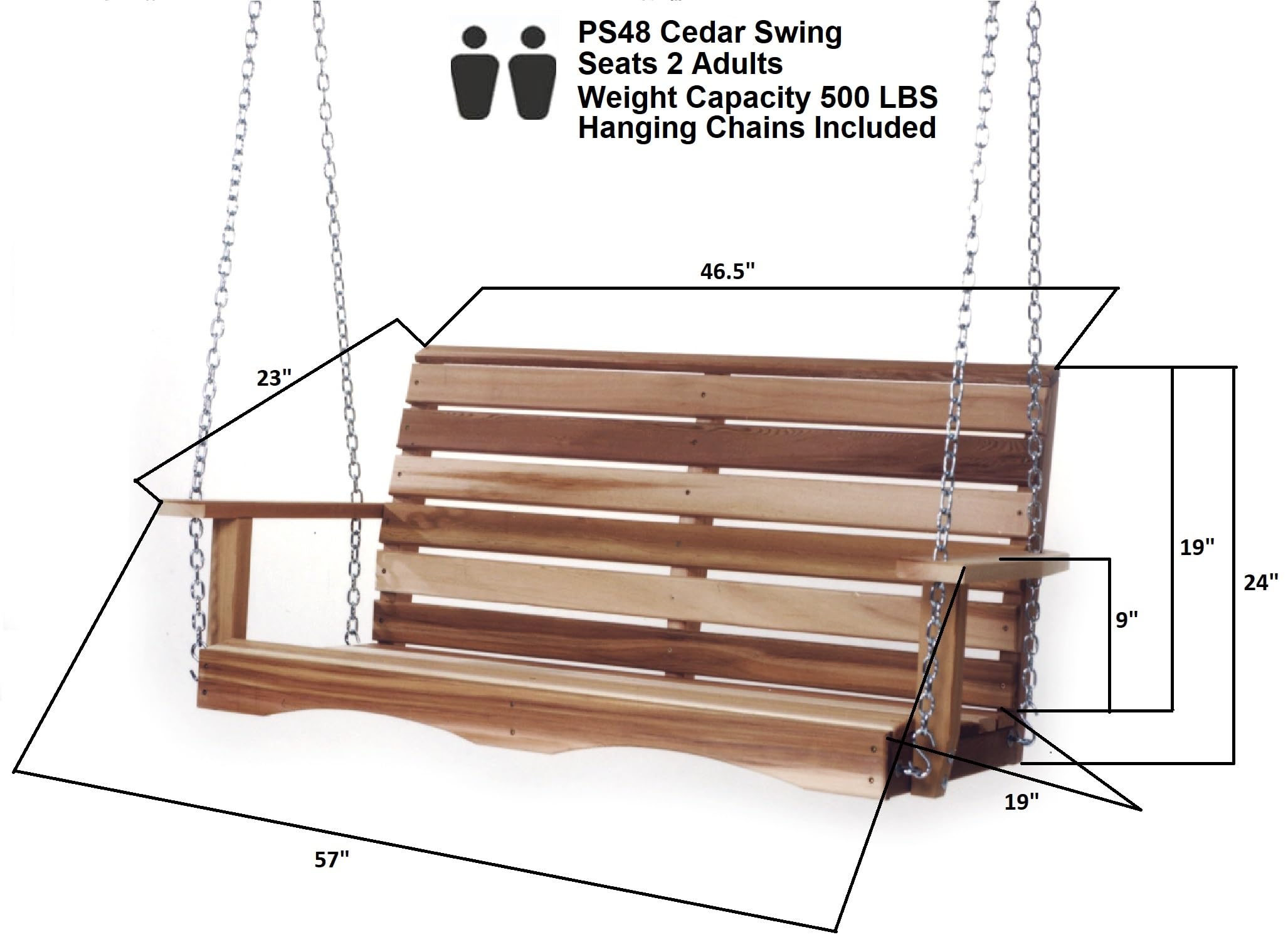 All Things Cedar PS48 Premium Porch Swing - Thumbnail 2