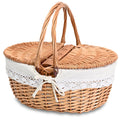 Large 15.4' Wicker Picnic Basket With Removable Liner Empty Picnic Baskets With Lid, Picnic Hamper With Foldable Handles For Pi