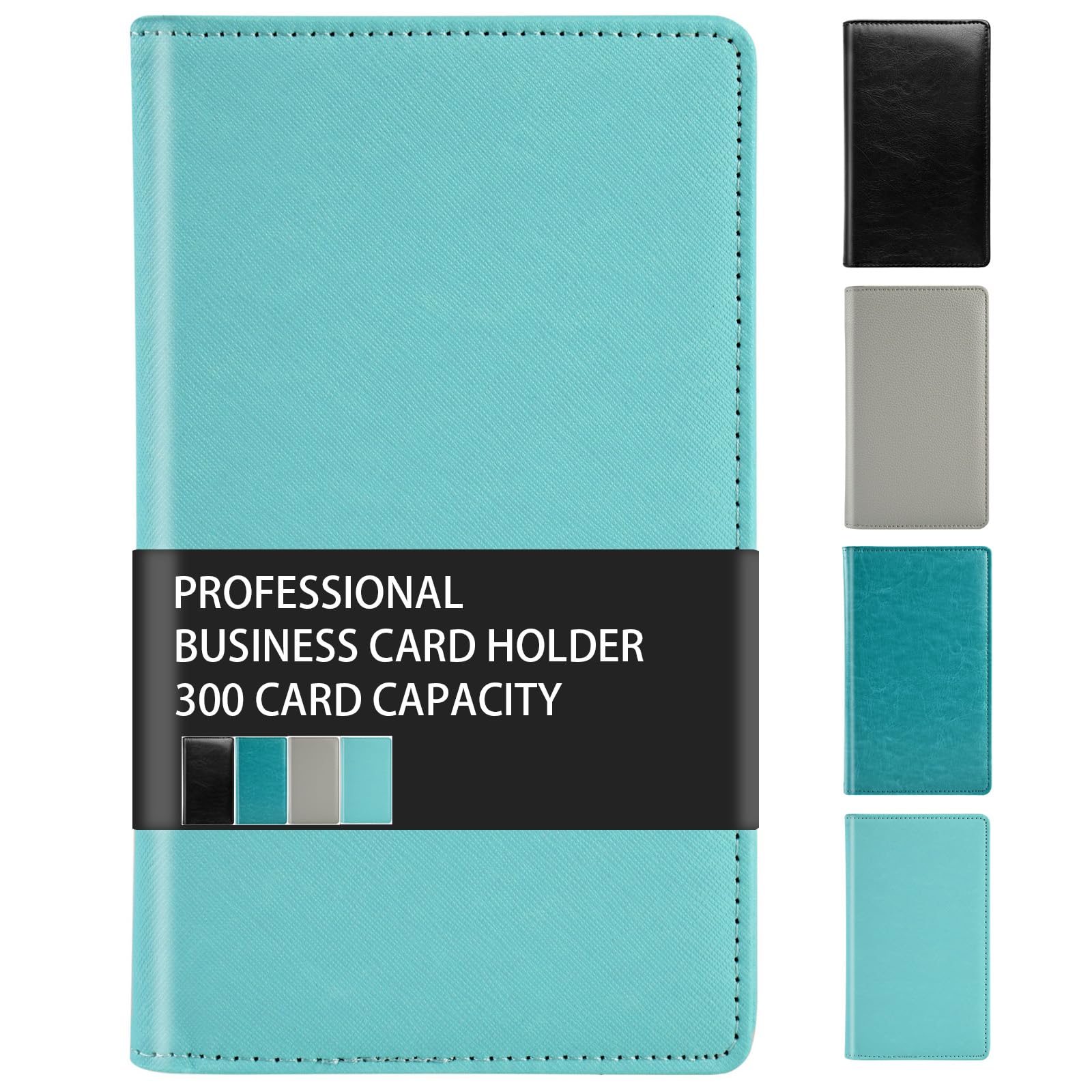 Gowall 300 Card Capacity Leather Business Card Book Holder Organizer, Card Binder Professional Pu Name Card Credit Cards Booklet
