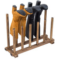 MyGift Rustic Burnt Brown Solid Wood Floor Standing Boot Holder Rack, Wooden Entryway Shoe Storage Organizer Stand Holds 6 Pairs