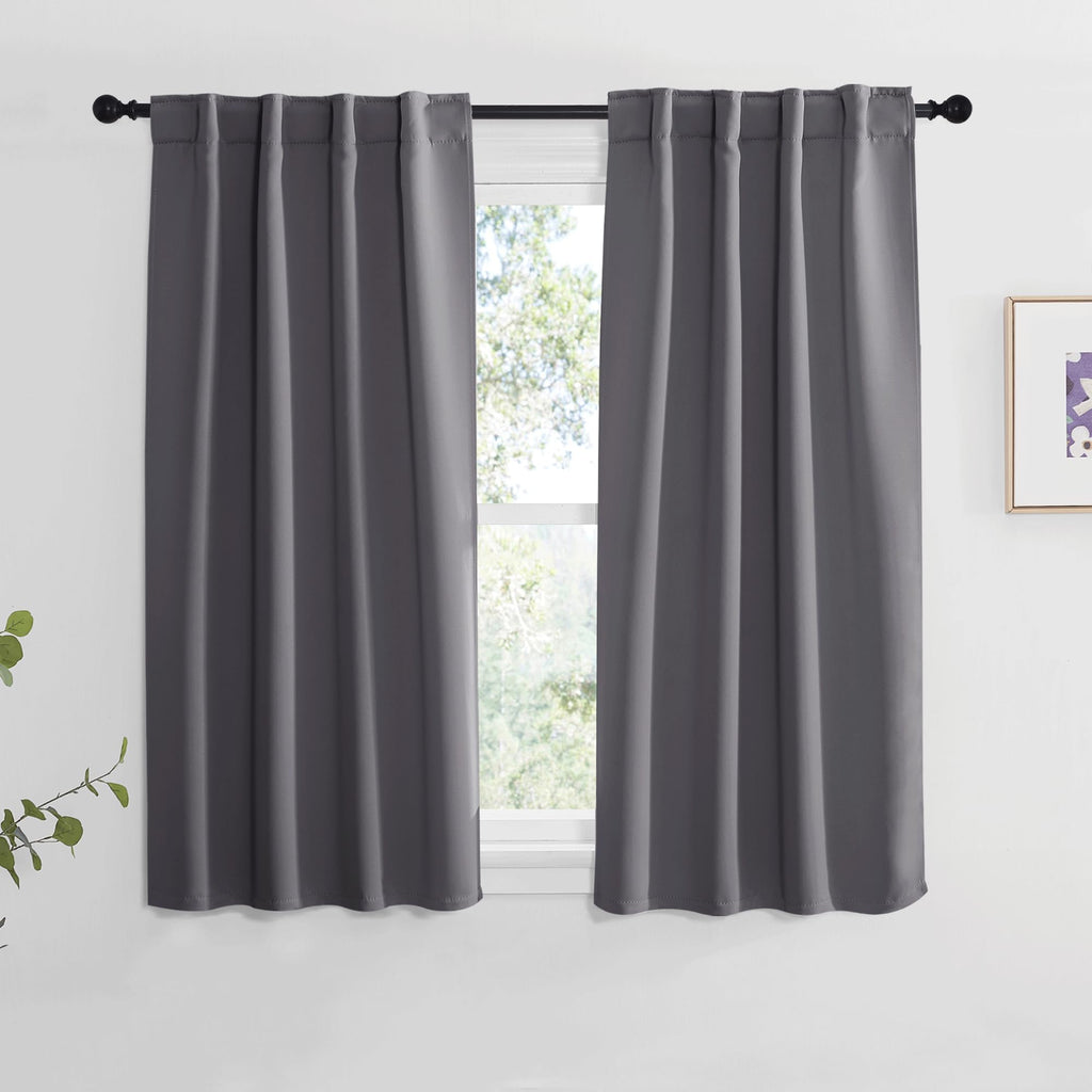 Nicetown Blackout Curtain Panels For Living Room - (Grey Color) 34X63 Inch, 2 Panels Set, Thermal Insulated Room Darkening Blackout Drapes/Draperies With Rod Pocket & Back Tab For Window