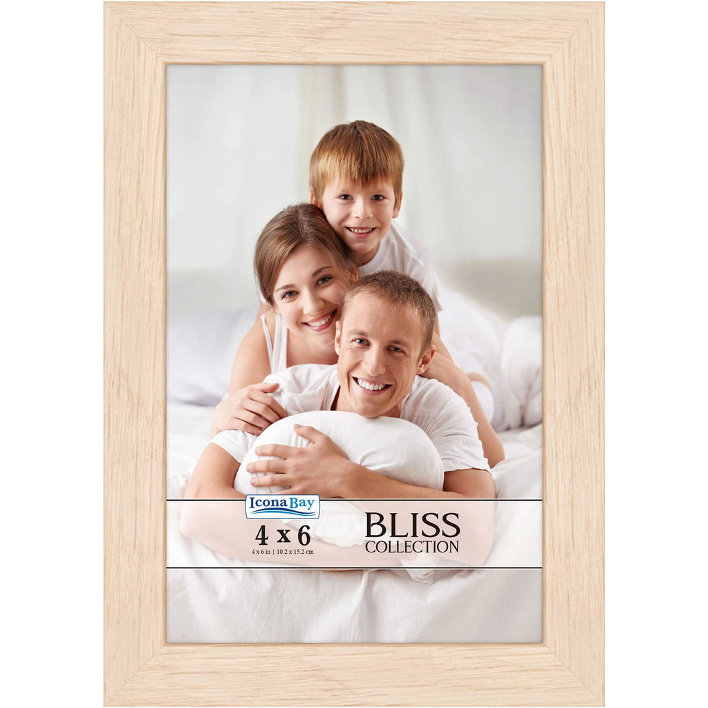 Icona Bay 4x6 Light Oak Picture Frame, Modern Style Wood Composite Frame, Table Top or Wall Mount, Bliss Collection
