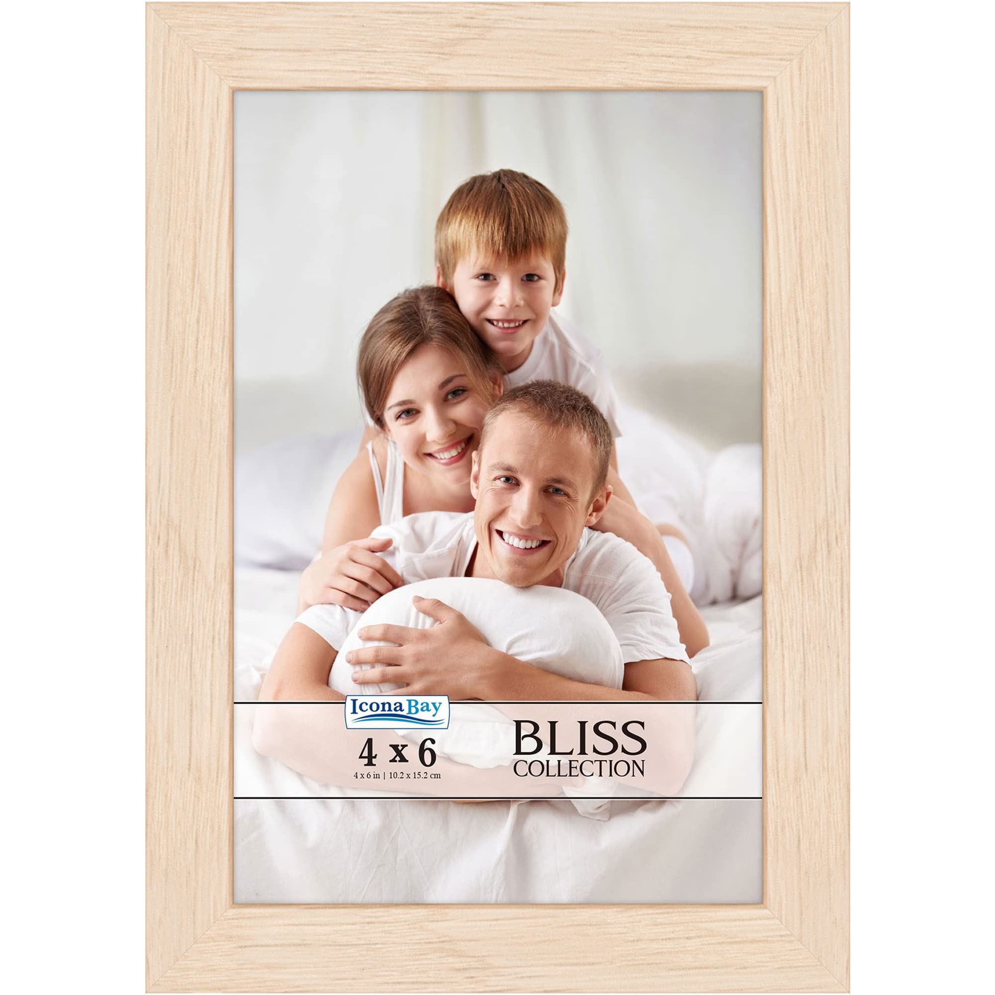 Icona Bay 4x6 Light Oak Picture Frame, Modern Style Wood Composite Frame, Table Top or Wall Mount, Bliss Collection