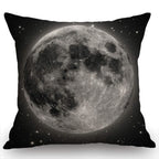 Swono Full Moon With Stars Decorative Cotton Linen Throw Waist Pillow Case Cushion Cover Grey Golden Pillowcase 18X18 Inches