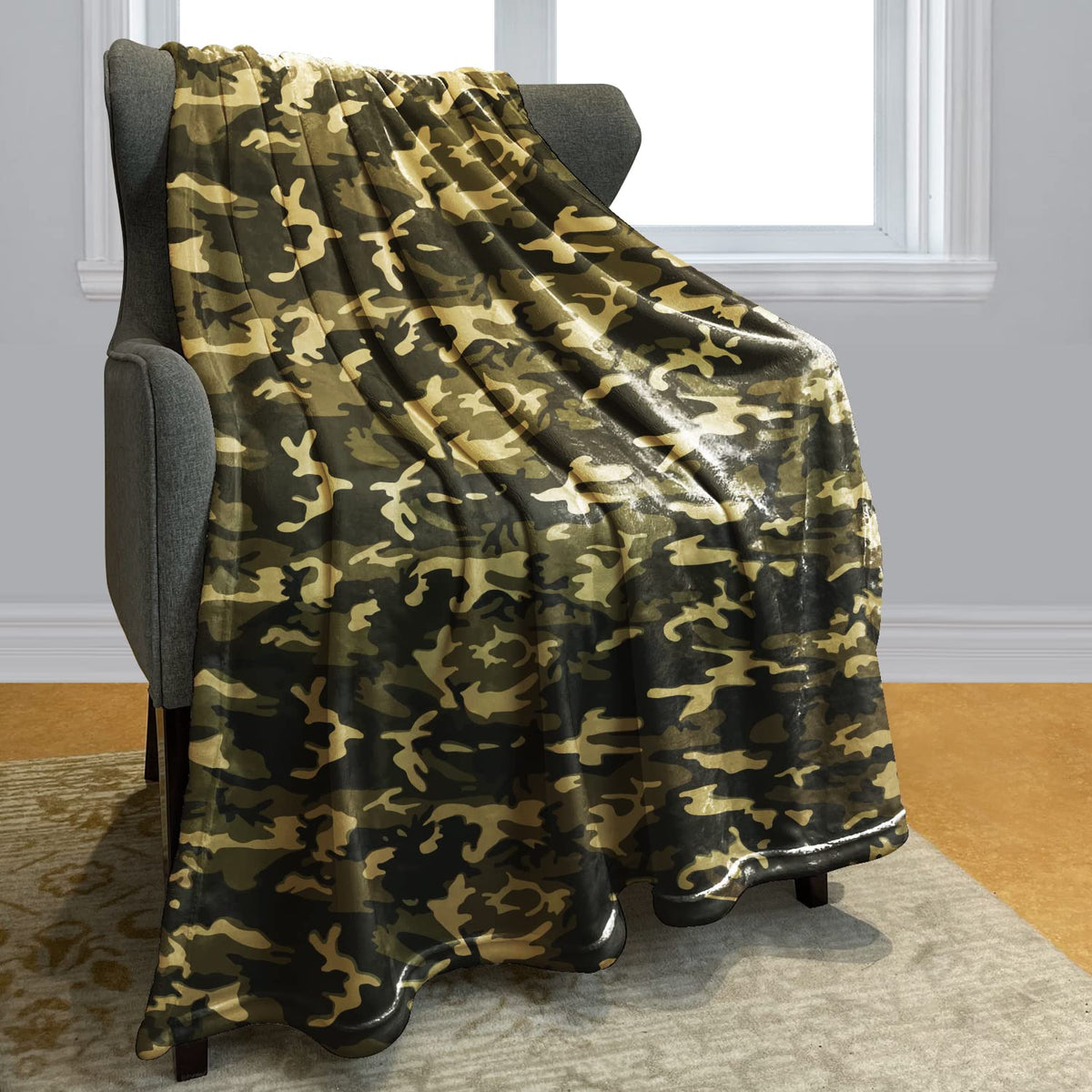 Hommomh 50' X 80' Blanket Throw Comfort Warmth Soft Cozy Air Conditioning Easy Care Machine Wash Camouflage