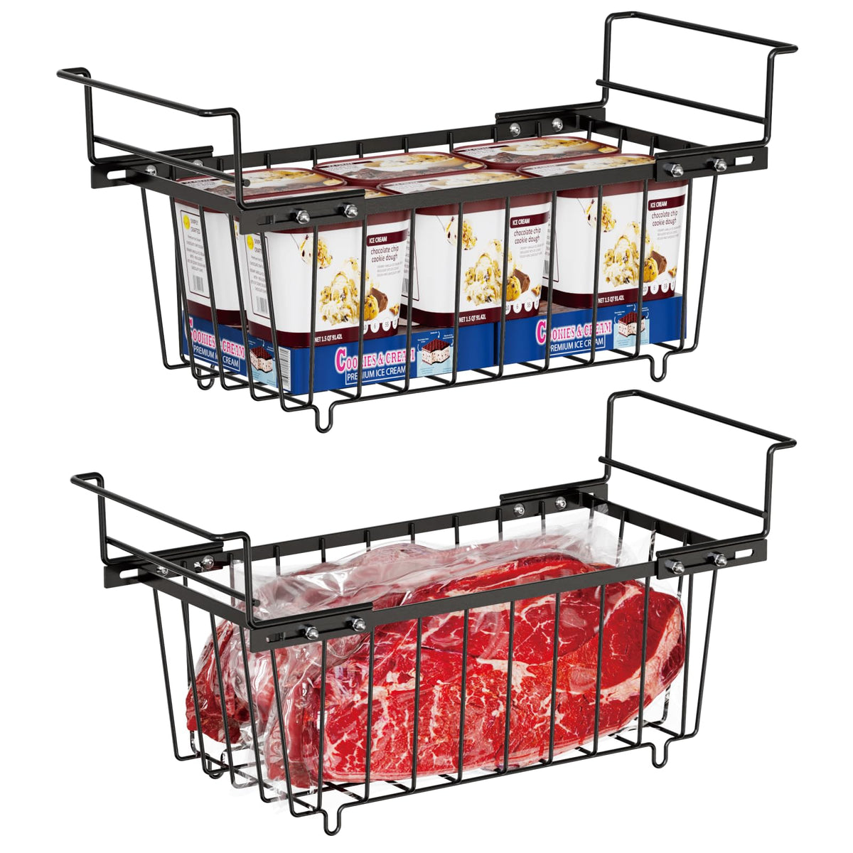 Ispecle Freezer Organizer Bins - Fit 7 Cu.Ft Chest Freezer, Expand From 15.8' To 18.1' (L) Deep Freezer Organizer Bins, 2 Pack