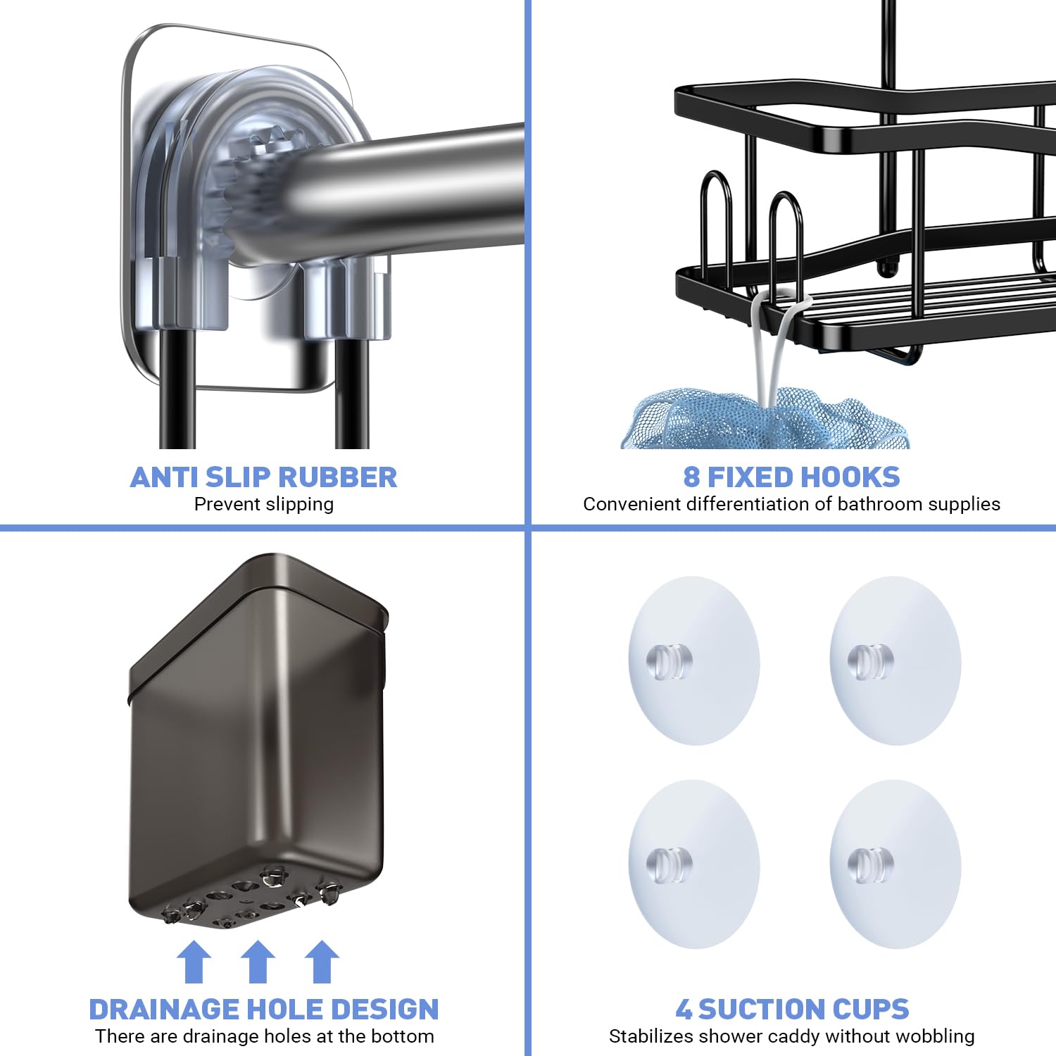 Aitatty Hanging Shower Caddy Bathroom Organizer: Rustproof Shower Shelf Racks Over Shower Head - No Drilling Inside Bath Shower