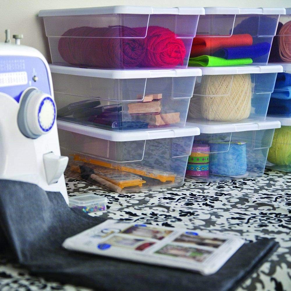 Sterilite Storage Box 13.5'' X 8.3'' X 4.8'', 6 Qt. Clear - Pack Of 4