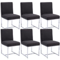 Kitchen & Dining Room Chairs Set Of 4, Linen Fabric Mid Century Modern Dining Chairs, Upholstered Dining Chairs With Polished Ch