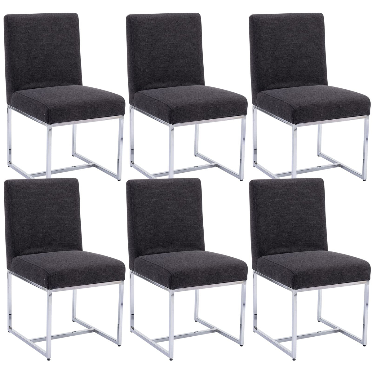 Kitchen & Dining Room Chairs Set Of 4, Linen Fabric Mid Century Modern Dining Chairs, Upholstered Dining Chairs With Polished Ch