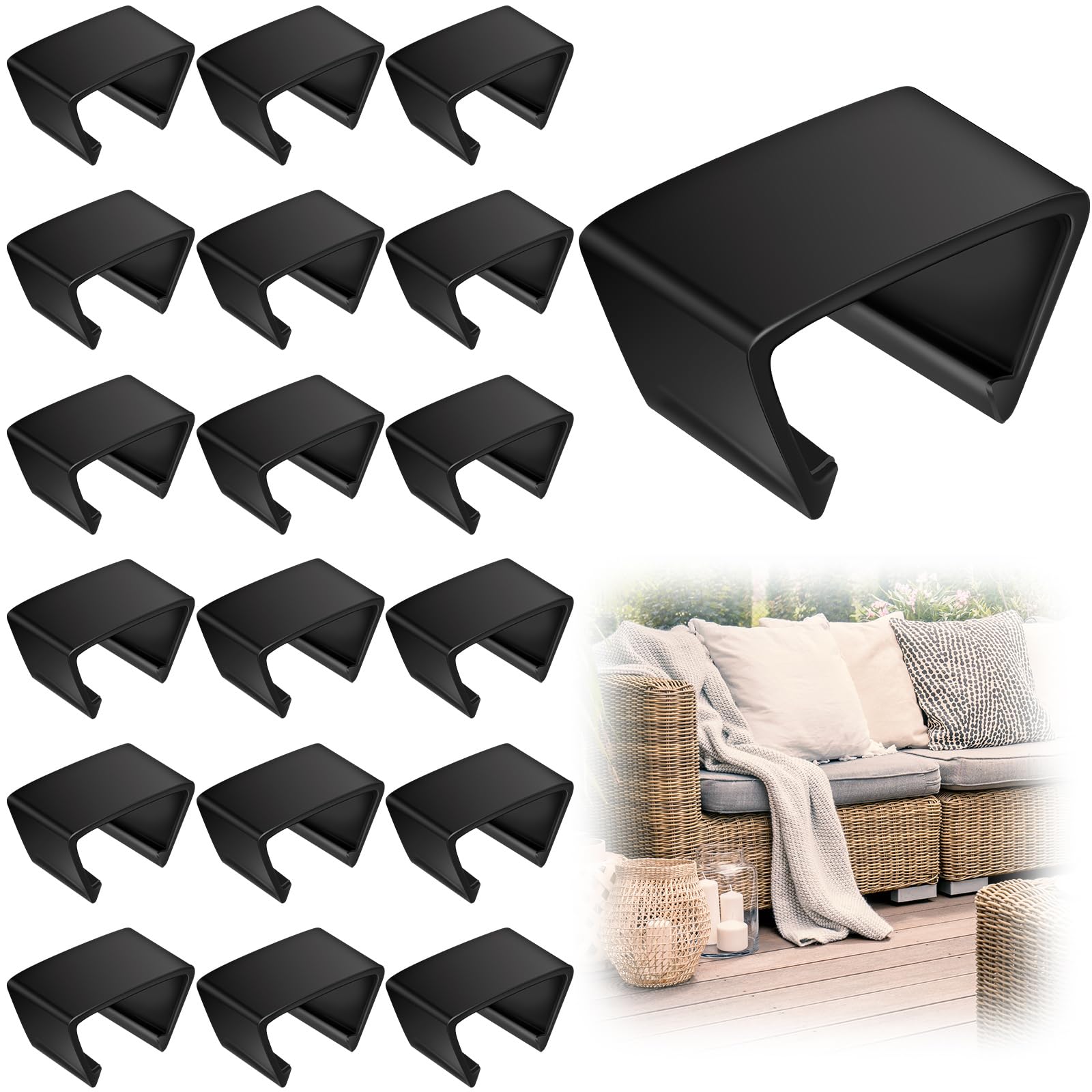 Blulu 8 Pieces Patio Furniture Clips Outdoor Furniture Sofa Clips 2.4  D x 1.4  W x 1.22  H Rattan Clamps Wicker Chair Fasteners