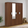 Nilkamal Joyce 4 Door Wooden Wardrobe With Mirror For Bedroom | Almirah With 13 Shelves & 1 Hanging Rod | Clothes Cupboard | Eng