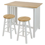 Casual Home 3-Piece Breakfast Set With Solid American Hardwood Top, White