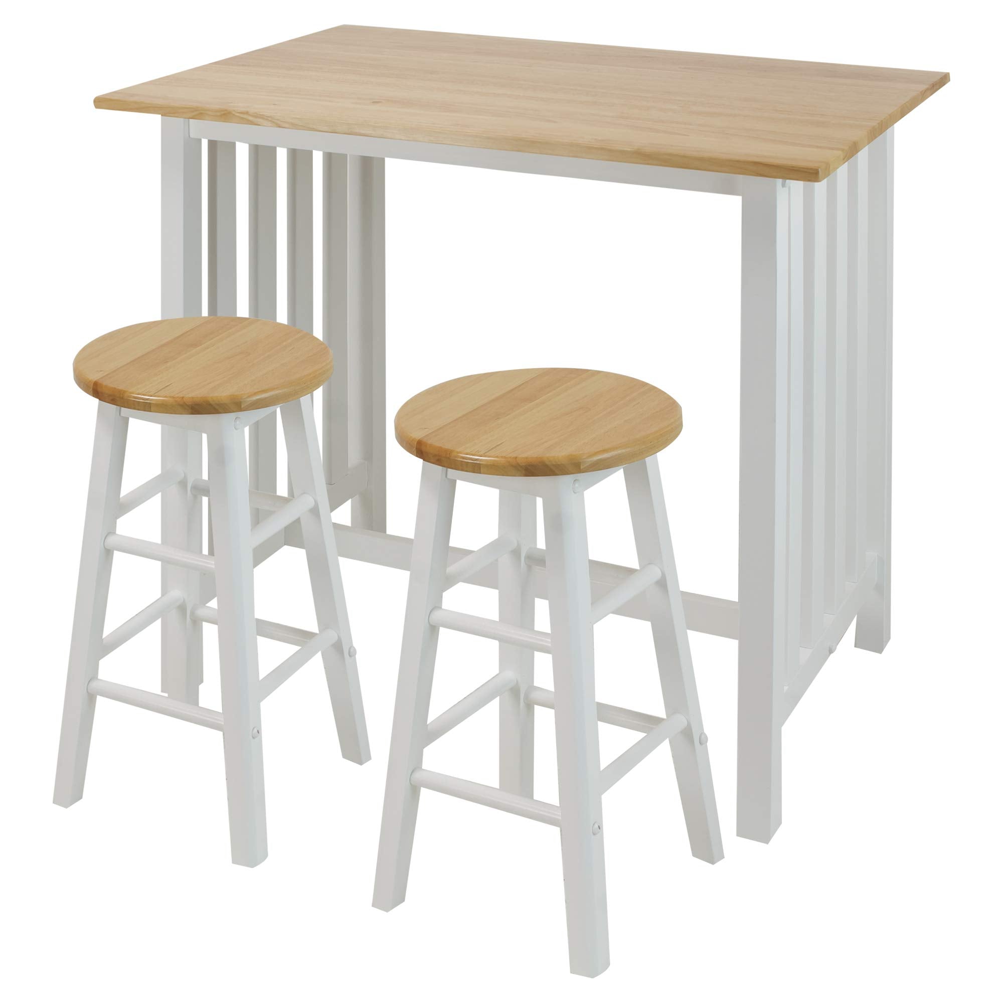 Casual Home 3-Piece Breakfast Set With Solid American Hardwood Top, White