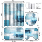 Lnond 4Pcs Bathroom Shower Curtain Sets With Rugs,Turquoise White Painting Art Bathroom Sets With Shower Curtain And Rugs And Ac