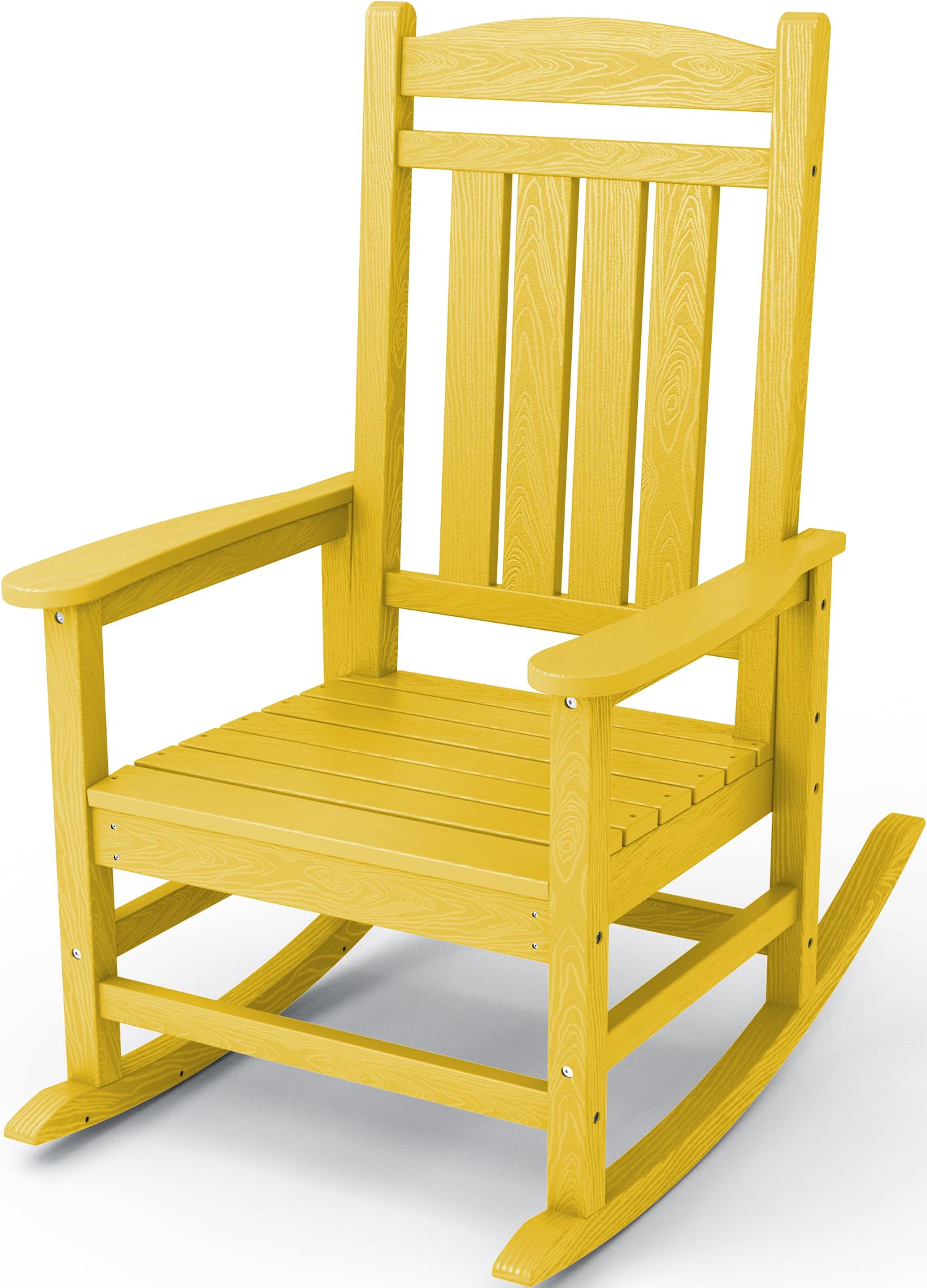 Kingyes Hdpe Rocking Chairs Outdoor, Patio Rocking Chairs With 330Lbs Support, Smooth Porch Rocker For Deck Lawn Yard, Yellow