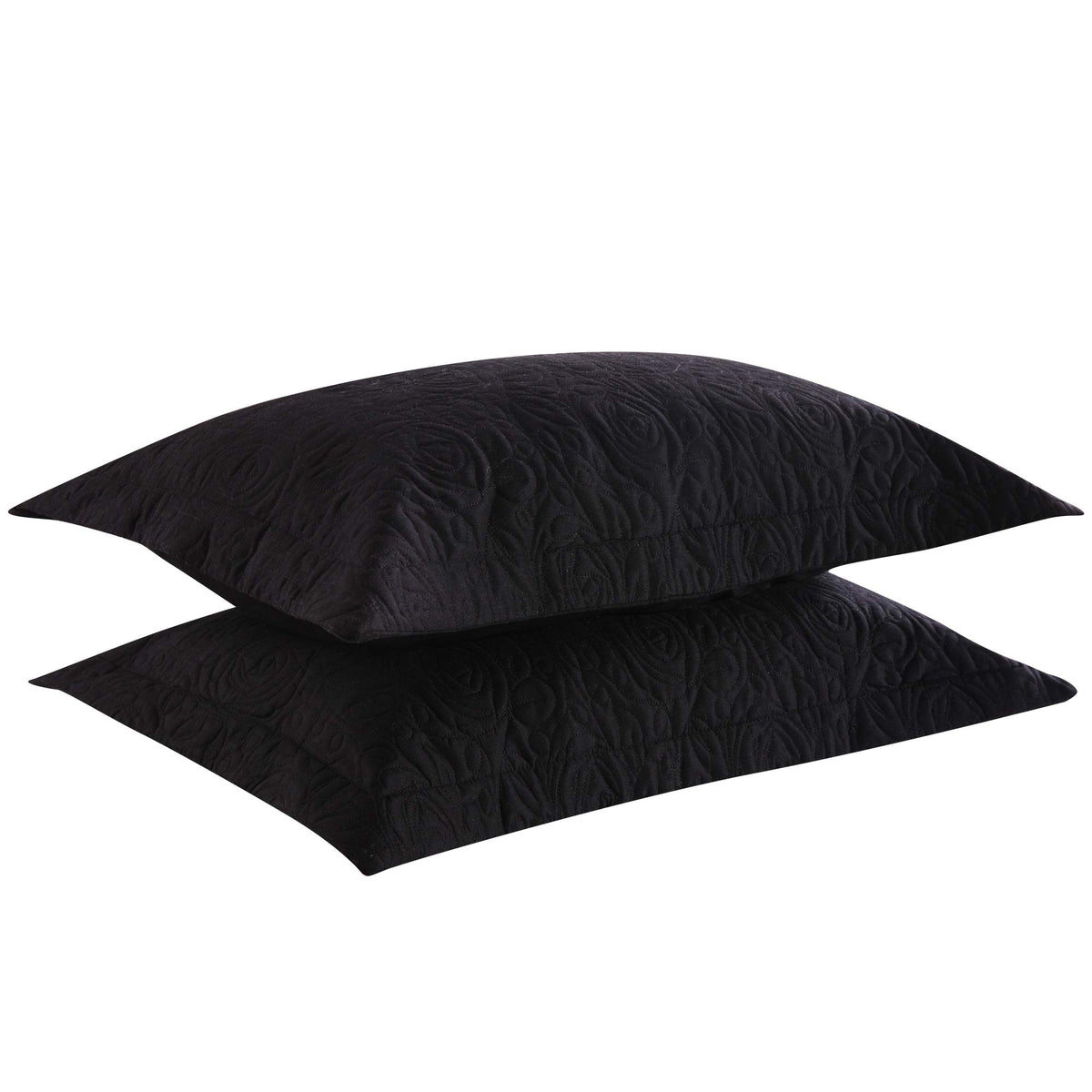 Marcielo 2-Piece Embroidered Pillow Shams, Decorative Microfiber Pillow Shams Set, Standard Size, Queen Size, Black