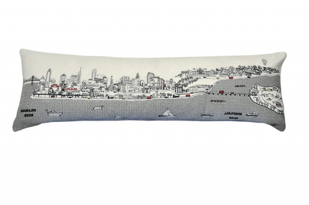 HomeRoots Cream 45' White Philadelphia Daylight Skyline Lumbar Decorative Pillow