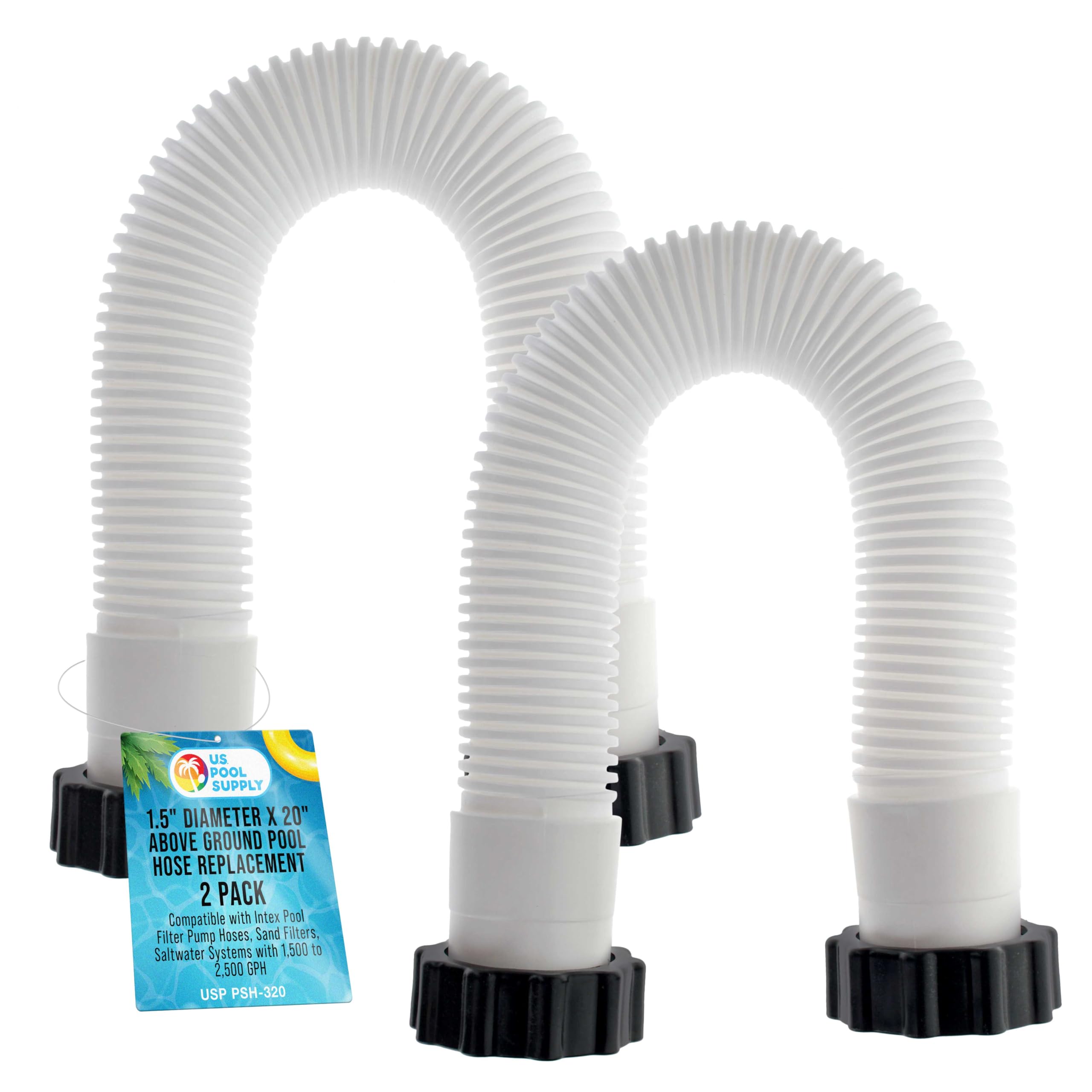 U.S. Pool Supply Above Ground Pool Hose Replacement 1.5' Diameter X 20' Long, Pack Of 2 - Compatible With Intex Pool Filter Pu