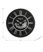 Monarch Specialties I 9032 Clocks, 30' Round, Gear Mechanism, Large Oversized, Wall Clock, Black, Transitional