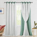 Hiasan Double Layer Blackout Curtains with Sheer Overlay, Extra Long Mix & Match Thermal Insulated Grommet Window Curtains for B