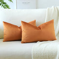 Otostar Velvet Soft Solid Decorative Throw Pillow Covers 12 X 20 Inch Pillow Covers Lumbar Cushion Case Couch Pillowcases For Sofa Bed Home Decor Pack Of 2 (Orange)