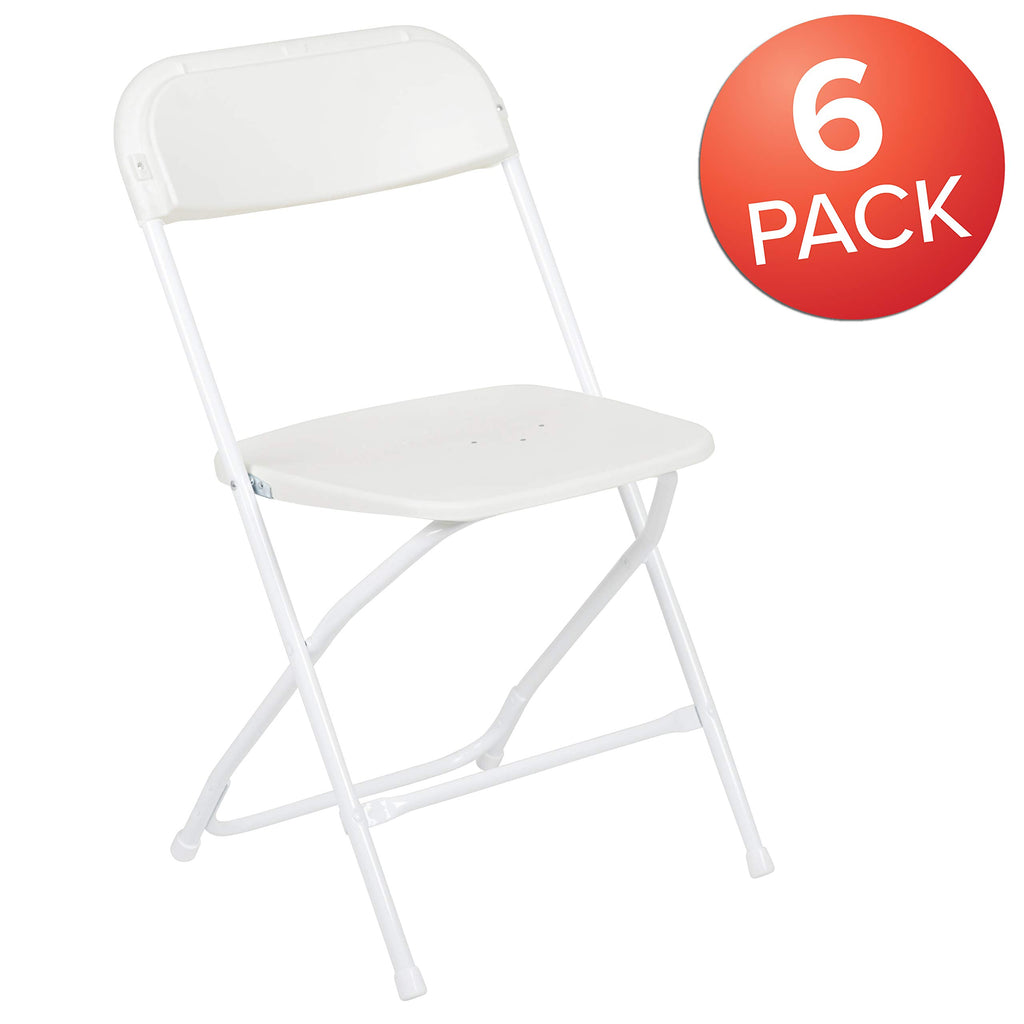 Flash Furniture Hercules Series Plastic Folding Chair - White - 6 Pack 650Lb Weight Capacity Comfortable Event Chair-Lightweight Folding Chair