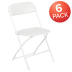 Flash Furniture Hercules Series Plastic Folding Chair - White - 6 Pack 650Lb Weight Capacity Comfortable Event Chair-Lightweight Folding Chair