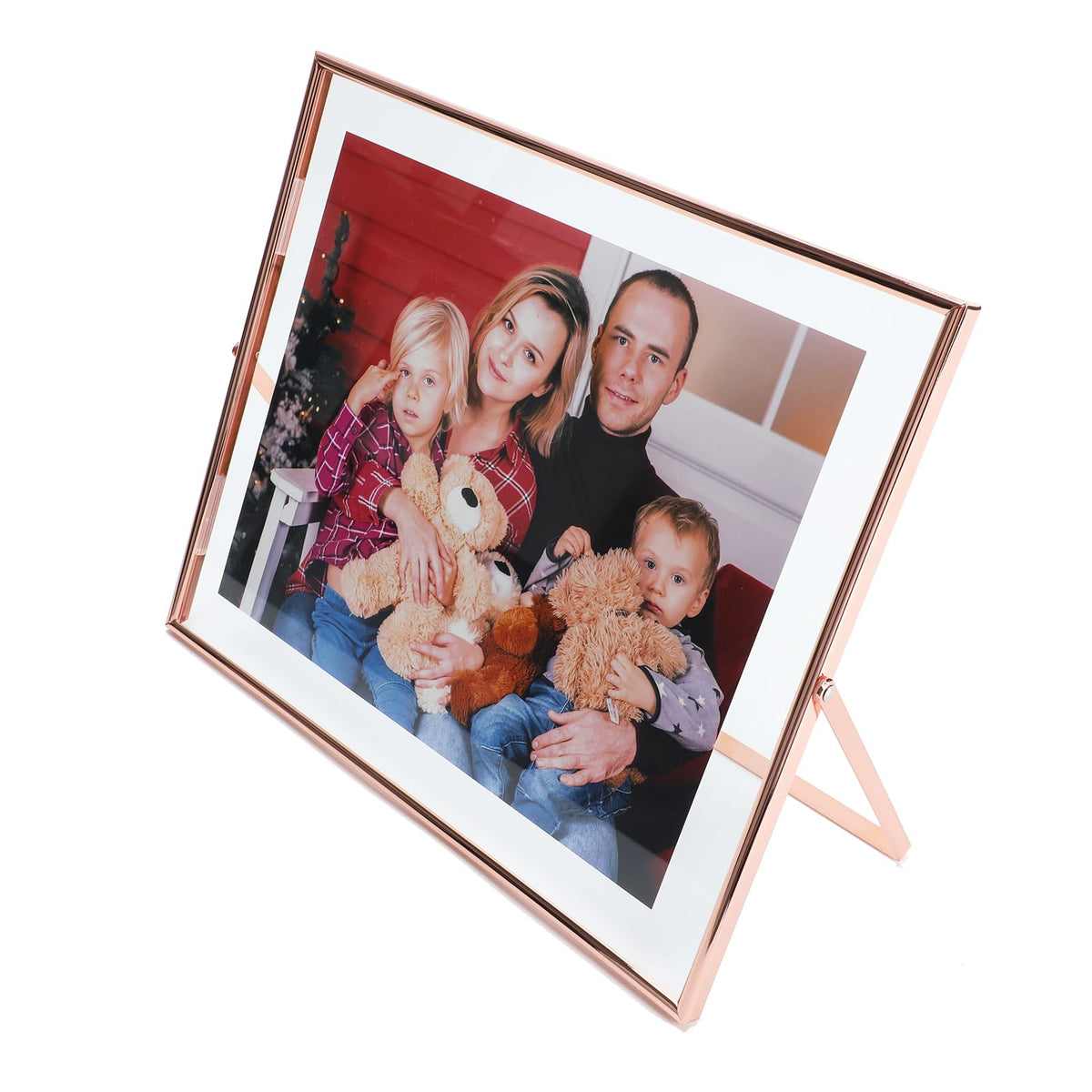 AhaGo Rose Gold Floating Frame (10''x12'', Horizontal), For Picture 8.5x11, 8x10, 7x9, Tabletop Shelf Photo Frame, Home or Offic
