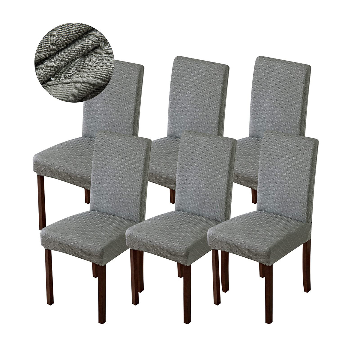 Genina Waterproof Chair Covers for Dining Room Dining Chair Covers Kitchen Parsons Chair Covers (Gray, 6 PCS)