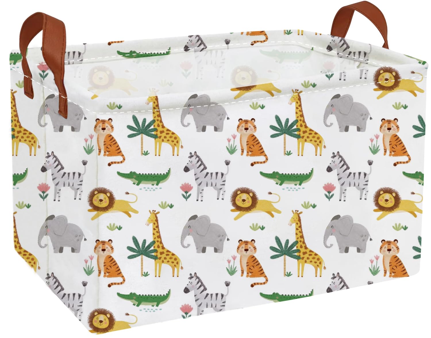 Essme Rectangular Kids Baskets,Animal Storage Basket with Handles for Boys Room Decor, Toy Box,Cute Storage Bin(Cute animal)